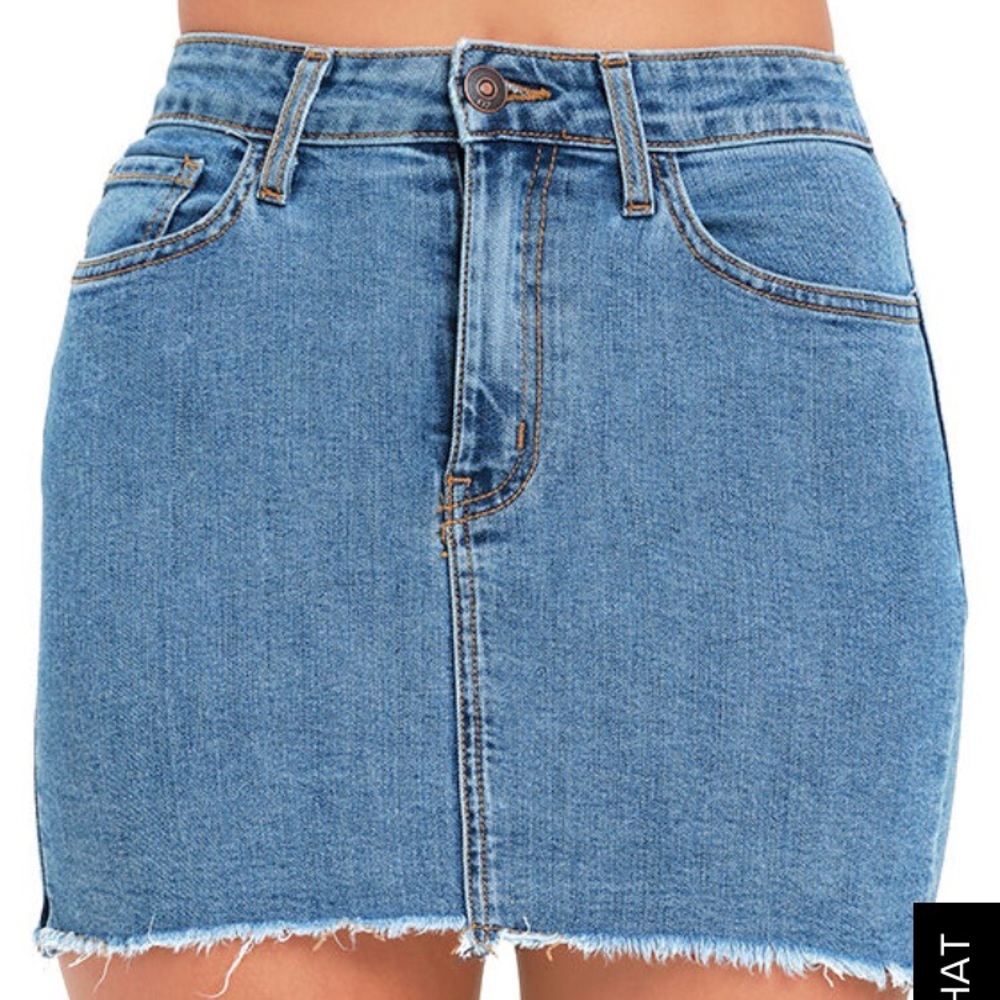Pop & Lock Medium Wash Denim Mini Skirt
